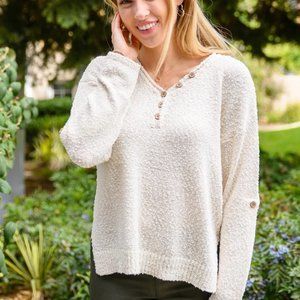 Popcorn Knit Sweater | 143 Story| NWT| Button Detail | Cream| Small